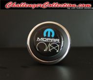 3D Decal cover for the Start/Stop Button - BLACK with blue M and white mopar logo   - For the 2008 and Up  Dodge Challenger