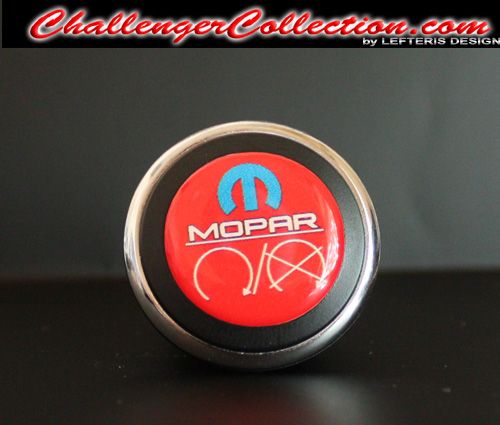 3D Decal cover for the Start/Stop Button - RED with Blue M and white mopar logo  - For the 2008 and Up  Dodge Challenger