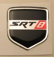 Steering Wheel 3D Decal badge –BLACK / CHROME / RED with SRT 8 - For the 2011-2012 Dodge Challenger