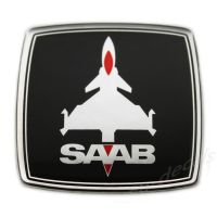 SAAB Jet Plane Black Chrome Square Custom Badge Emblem 3D Decal