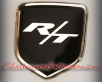Steering Wheel 3D Decal badge – BLACK / CHROME with R/T - For the 2008-2010  Dodge Challenger