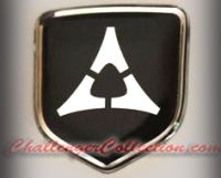 Nose 3D Decal badge – BLACK / CHROME with Fratzog, used 1962–1975 logo    - For the 2008 and Up  Dodge Challenger