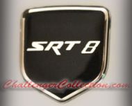 Nose 3D Decal badge –  BLACK / CHROME with SRT 8 - For the 2008 and Up  Dodge Challenger