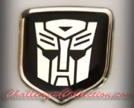 Nose 3D Decal badge –  BLACK / CHROME with Autobot Transformers logo   - For the 2008 and Up  Dodge Challenger
